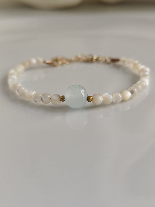 Amazonite and white mother of pearl bracelet