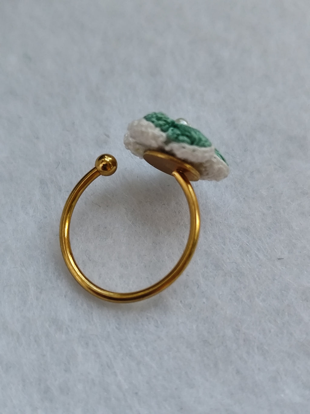Puff flower rings with faux pearl