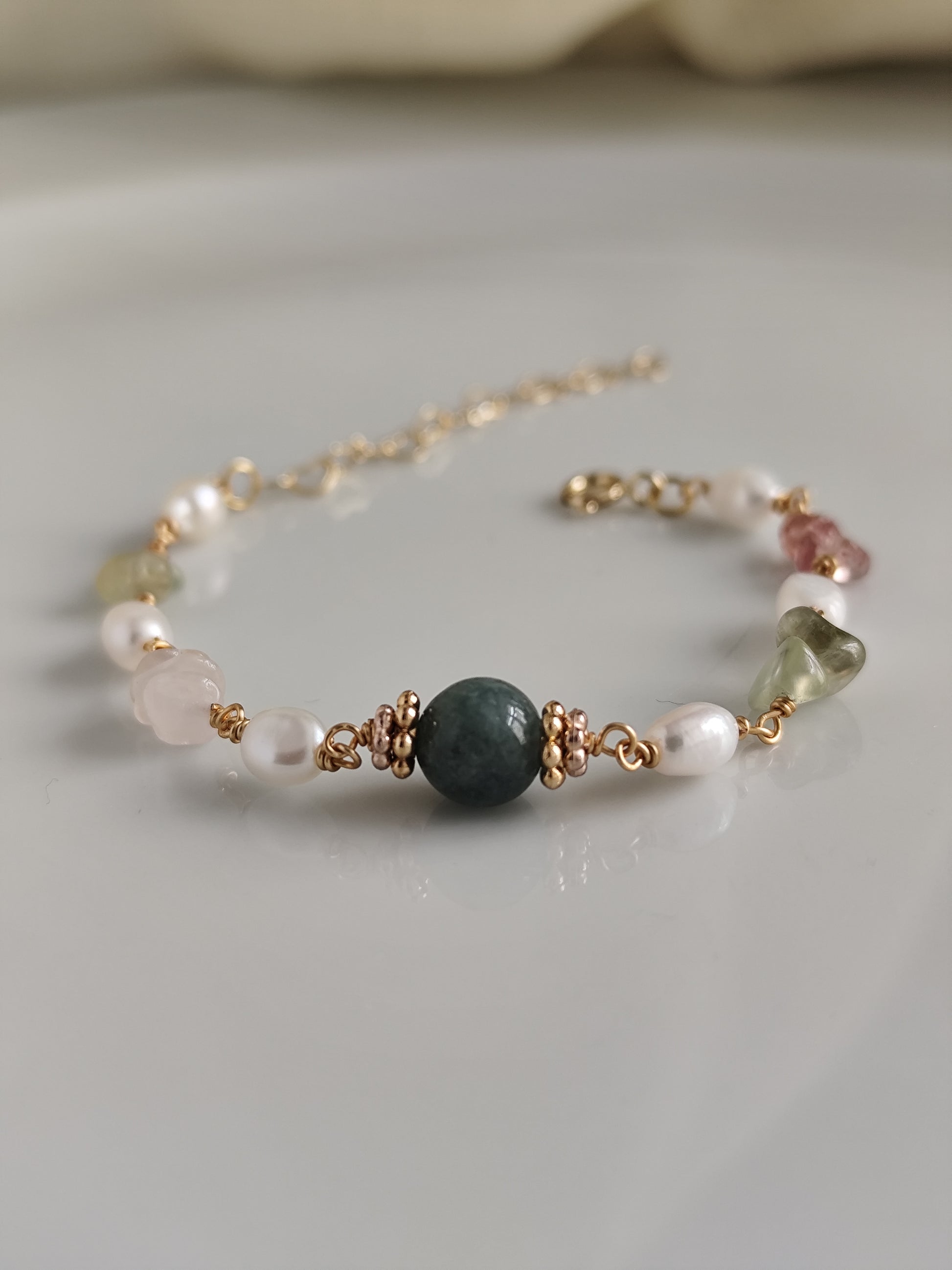 freshwater pearl and gemstone bracelet | summer jewelry| elegant