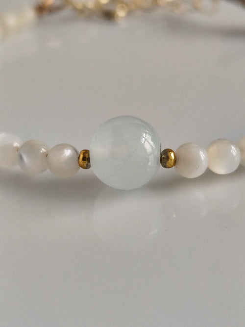 Amazonite and white mother of pearl bracelet