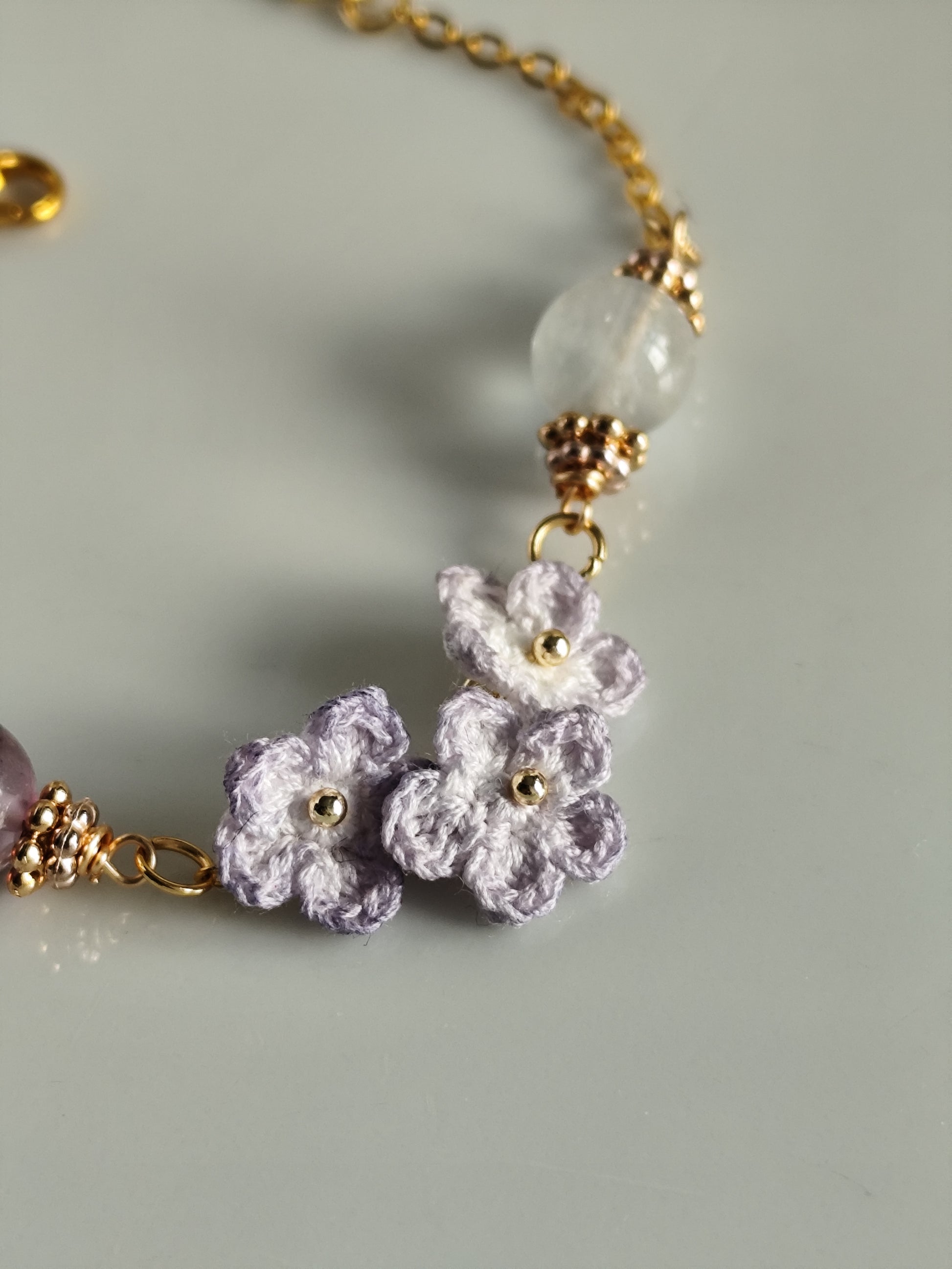 Lyriana | Handmade gemstone crochet flower bracelets