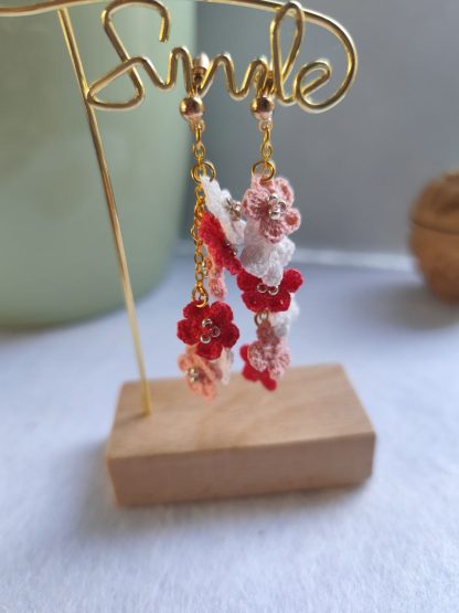 Small Flowers Earrings | Handmade Crochet Mini Flower Earrings with Glass Beads | Dainty Floral Jewelry for Everyday Charm