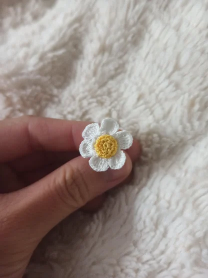 Dainty Daisy Flower Micro Crochet Ring | Handmade Floral Jewelry - Image 8