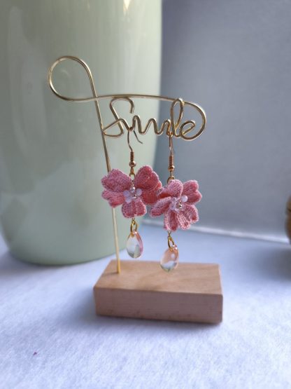 Sakura Drop Earrings | Handmade Sakura Flower with Glass Beads | Delicate Floral Jewelry Inspired by Japanese Blossoms