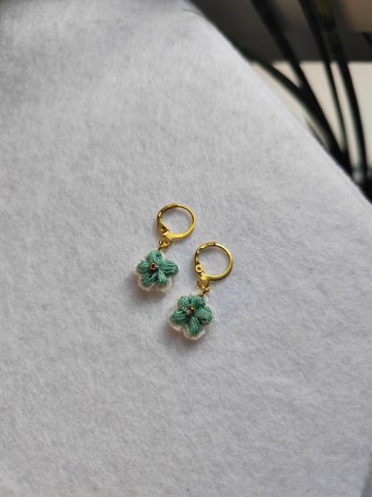 Puff Flowers Earrings | Handmade Crochet Floral Jewelry | Made to order