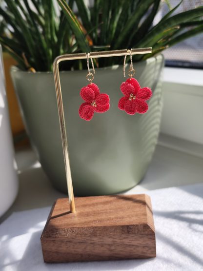 Handmade Micro Crochet Flower Earrings – Colorful and Delicate Floral Design