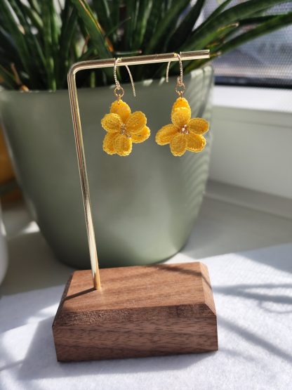 Handmade Micro Crochet Flower Earrings – Colorful and Delicate Floral Design - Image 4