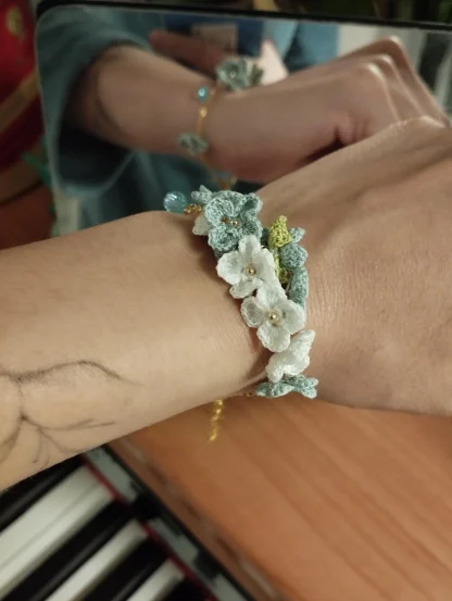 Micro Crochet Small Flower Bracelet | Handmade Floral Jewelry | Unique Gift | Valentine's Day | Spring vibe | summer jewelry