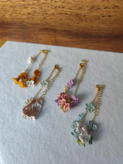 Micro Crochet Small Flower Bracelet | Handmade Floral Jewelry | Unique Gift | Valentine's Day | Spring vibe | summer jewelry - Image 2