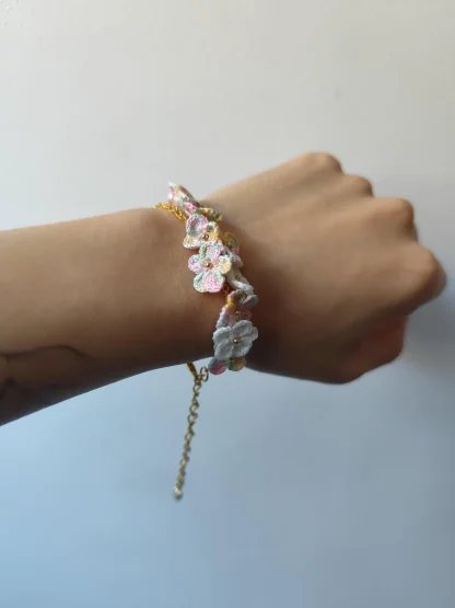 Micro Crochet Small Flower Bracelet | Handmade Floral Jewelry | Unique Gift | Valentine's Day | Spring vibe | summer jewelry - Image 3