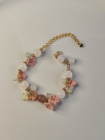 Elaria | Handmade Gemstone Flower Bracelets | Delicate Crochet Floral Jewelry | Elegant Gift for Her | Romantic Boho Accessories