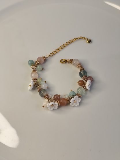 Aurelia | Handmade micro crochet flower and natural stone bracelet | elegant | summer dress | mother's day gift