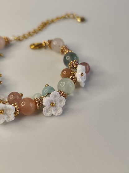 Aurelia | Handmade micro crochet flower and natural stone bracelet | elegant | summer dress | mother's day gift - Image 7