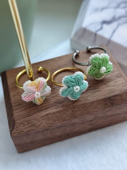 Puff Flowers Rings | Handmade Crochet Floral Jewelry | Made to order
