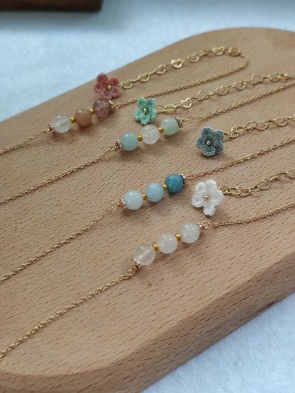 Seraphina | Handmade minimalist gemstone micro crochet bracelet | elegant | dainty