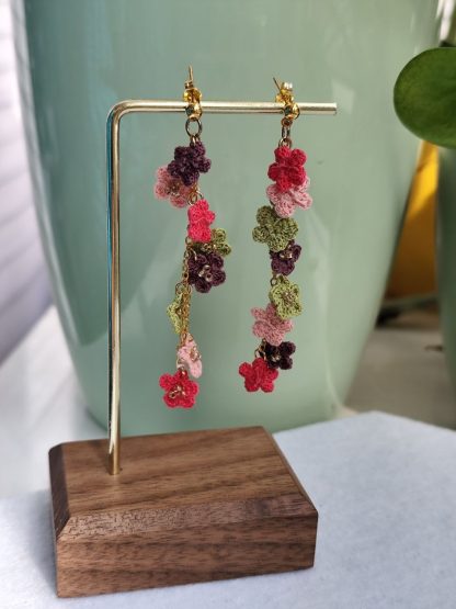 Soda in Spring earrings | Crochet Flower Earrings | Handmade Multicolor Dangle Earrings | Whimsical Floral Statement Jewelry