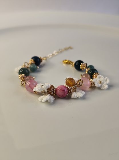 Elowen | Handmade gemstone flower bracelets | Delicate crochet flower jewelry | Elegant gift for her | Romantic boho accessories - Image 2