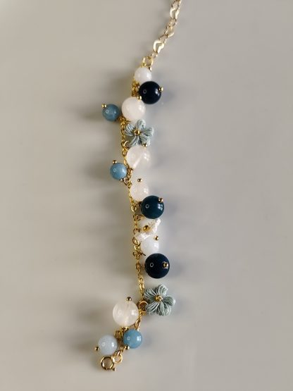 bubble gemstone bracelet | micro crochet flowers | natural stones - Image 6