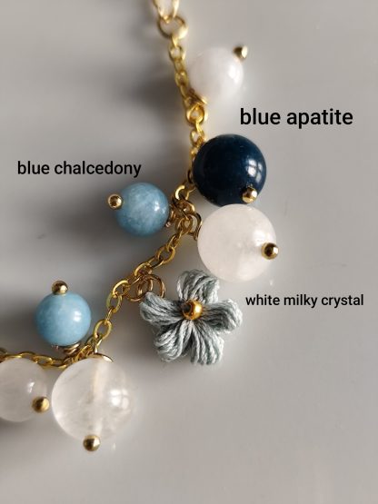 bubble gemstone bracelet | micro crochet flowers | natural stones - Image 5